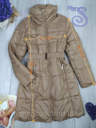 Стеганая удлиненная куртка Reserved женская бежевая с поясом еврозима 
Состояние. . фото 9