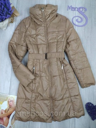 Стеганая удлиненная куртка Reserved женская бежевая с поясом еврозима 
Состояние. . фото 2
