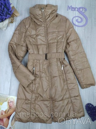 Стеганая удлиненная куртка Reserved женская бежевая с поясом еврозима 
Состояние. . фото 1