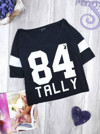 Женская объемная черная футболка Tally Weijl с надписью 84 Tally
Состояние: б/у,. . фото 2