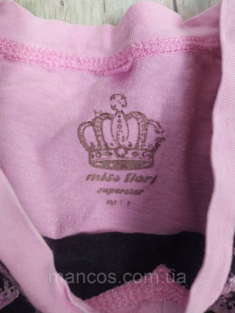 Футболка для девочки розовая с чёрным принт короны 
Состояние: б/у, в хорошем со. . фото 7