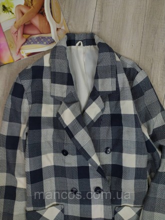 Женский удлиненный пиджак серый в синюю клетку Makyta 
Состояние: б/у, в идеальн. . фото 4