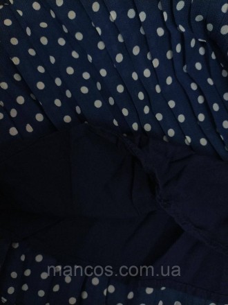 Юбка плиссированная летняя для девочки синяя в белый горох, на подкладке, пояс н. . фото 8