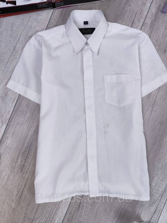 Рубашка для мальчика с коротким рукавом, карманом. Застежка пуговицы с потайной . . фото 3