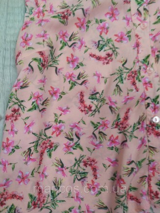Женская рубашка без рукавов Bershka розовая с цветочным принтом 
Cостояние: б/у,. . фото 5