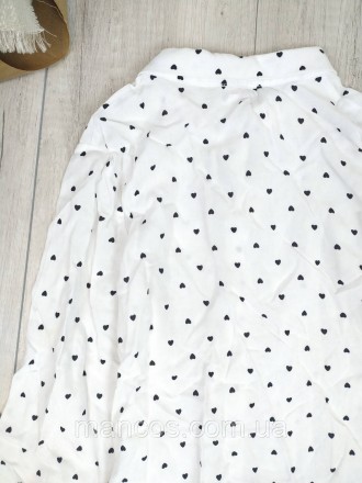 Рубашка для девочки Mevis с длиным рукавом, на пуговицах, белая с маленькими чер. . фото 6