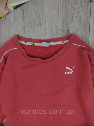 Свитшот для девочки Puma розовый. Красивый винтажный свитер. На спине надпись Pu. . фото 3
