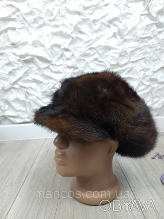 Женская теплая меховая норковая кепка коричневая Размер 56-57 (S-М)