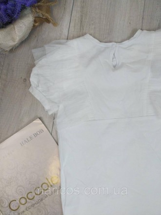 Нарядная школьная блузка от Smil с коротким рукавом с фатиновыми оборками и бант. . фото 8