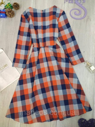 Платье женское Vovk удлинённое расклешенное в клетку с длинным рукавом
оранжево . . фото 5
