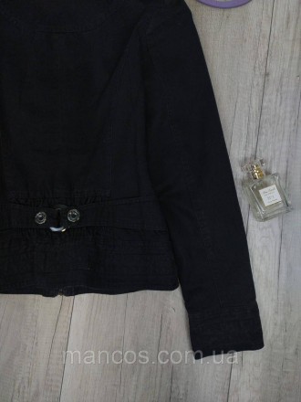 Джинсовый пиджак женский Holdluck fashion чёрный на подкладе, застёжка молния и . . фото 7