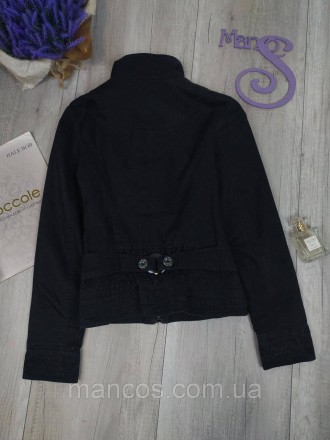 Джинсовый пиджак женский Holdluck fashion чёрный на подкладе, застёжка молния и . . фото 5