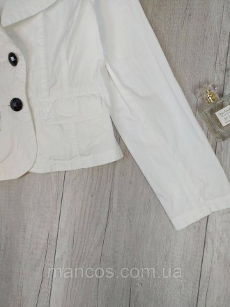Женский пиджак белый Hashun легкий, без подкладки, с длинным рукавом. Застежка -. . фото 5