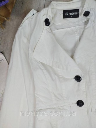 Женский пиджак белый Hashun легкий, без подкладки, с длинным рукавом. Застежка -. . фото 4