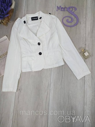 Женский пиджак белый Hashun легкий, без подкладки, с длинным рукавом. Застежка -. . фото 1