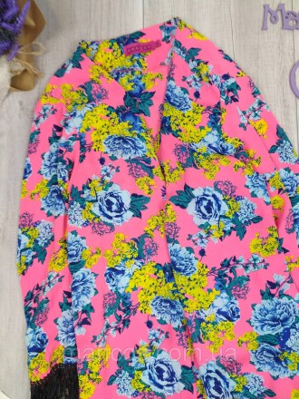 Кардиган женский Boohoo накидка с длинным рукавом и бахромой разноцветный с цвет. . фото 3