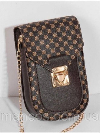 Модная легкая маленькая коричневая сумка в горошек в стиле ретро, через плечо с . . фото 4
