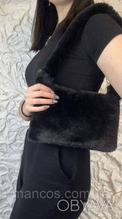 Женская сумка меховая натуральная черная сумочка через плечо чёрного цвета