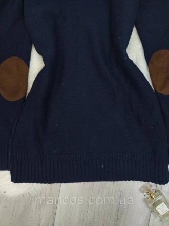Женская туника LRL Lauren jeans CO вязаная синяя с коричневыми латками на рукава. . фото 7