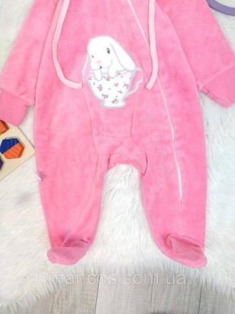 Теплый мягкий комплект розовый для новорожденной девочки до трех месяцев. Комбин. . фото 4