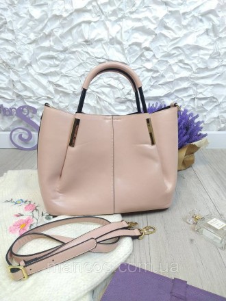Модель женской сумки Antonio Biaggi сделана из кожи красивого пыльно-розового цв. . фото 4