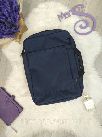 Сумка-рюкзак тканевый синий для ноутбука Lenovo корпус три в одном с диагональю . . фото 3
