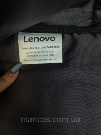 Сумка-рюкзак тканевый синий для ноутбука Lenovo корпус три в одном с диагональю . . фото 6