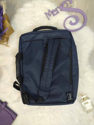 Сумка-рюкзак тканевый синий для ноутбука Lenovo корпус три в одном с диагональю . . фото 4