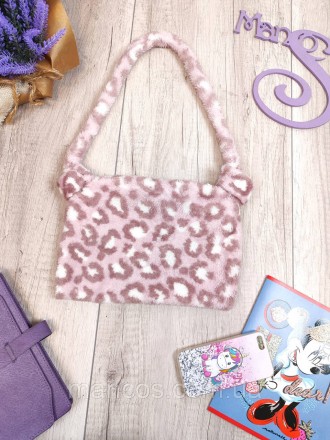 Стильная маленькая сумочка светло розовая с леопардовым принтом. Сумка без подкл. . фото 2