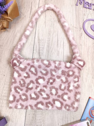 Стильная маленькая сумочка светло розовая с леопардовым принтом. Сумка без подкл. . фото 3