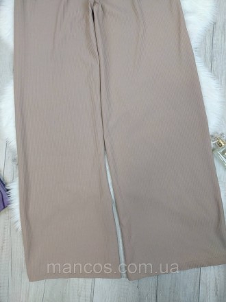 Модные в этом сезоне женские широкие штаны в рубчик пудрового цвета. Пояс на рез. . фото 7