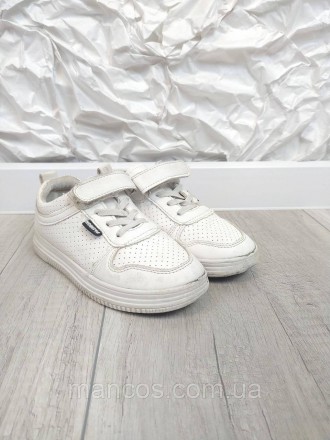 Белые детские кроссовки для девочки бренда Fashion. Изготовлены из искусственной. . фото 2
