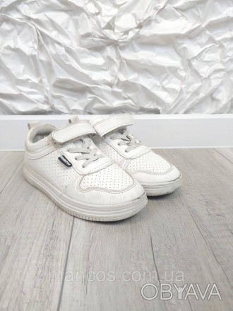 Белые детские кроссовки для девочки бренда Fashion. Изготовлены из искусственной. . фото 1