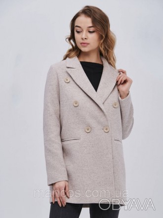 Элегантное и стильное бежевое короткое двубортное женское пальто от Laboratories. . фото 1