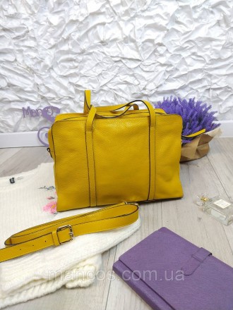 Изысканная кожаная жёлтая сумка придаст вашему образу свежий и стильный вид. Она. . фото 3