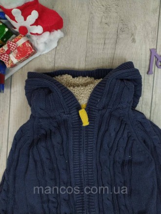Теплая вязаная синяя кофта для мальчика M&S - идеальное решение для стильного и . . фото 3