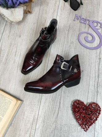 Эти женские бордовые ретро ботинки казаки представляют собой стильную обувь созд. . фото 1