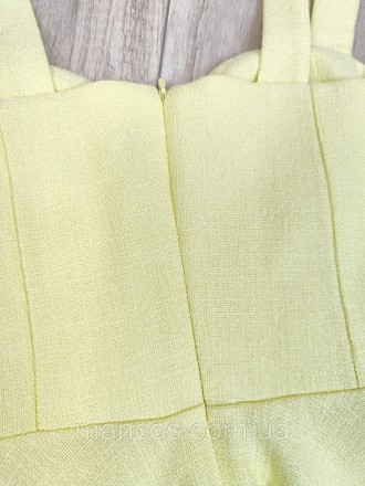 Великолепный женский льняной сарафан от бренда ArtJ в свежем оттенке лимон-лайм.. . фото 9