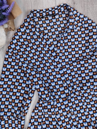 Уникальное женское мини-платье-рубашка от Zara с изысканным геометрическим принт. . фото 4