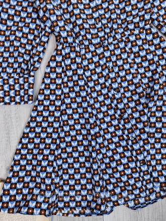 Уникальное женское мини-платье-рубашка от Zara с изысканным геометрическим принт. . фото 5