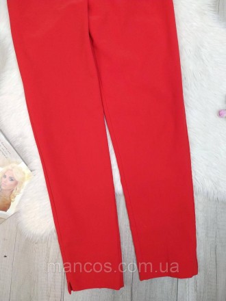 Женские красные брюки б/у. Сзади пояс серебристого цвета. Имеются два кармана сз. . фото 7