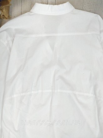 Женская рубашка блузка белая с длинным рукавом без застёжки, с отложным воротник. . фото 6