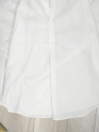 Женская рубашка блузка белая с длинным рукавом без застёжки, с отложным воротник. . фото 4