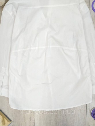 Женская рубашка блузка белая с длинным рукавом без застёжки, с отложным воротник. . фото 7
