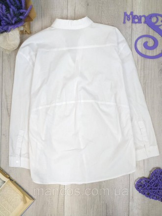 Женская рубашка блузка белая с длинным рукавом без застёжки, с отложным воротник. . фото 5