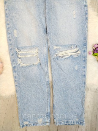 Стильные женские голубые джинсы от производителя Denim, с эффектом рваных мест, . . фото 4