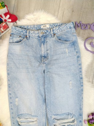 Стильные женские голубые джинсы от производителя Denim, с эффектом рваных мест, . . фото 3