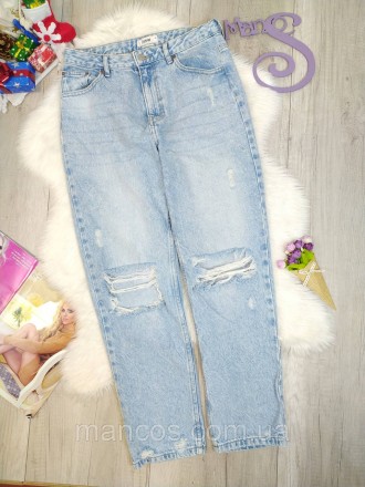 Стильные женские голубые джинсы от производителя Denim, с эффектом рваных мест, . . фото 2
