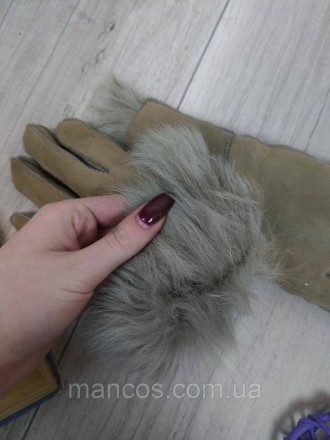 Женские зимние кожаные перчатки б/у, идеального качества. Цвет оливковый. Натура. . фото 6