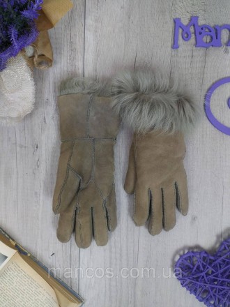 Женские зимние кожаные перчатки б/у, идеального качества. Цвет оливковый. Натура. . фото 3